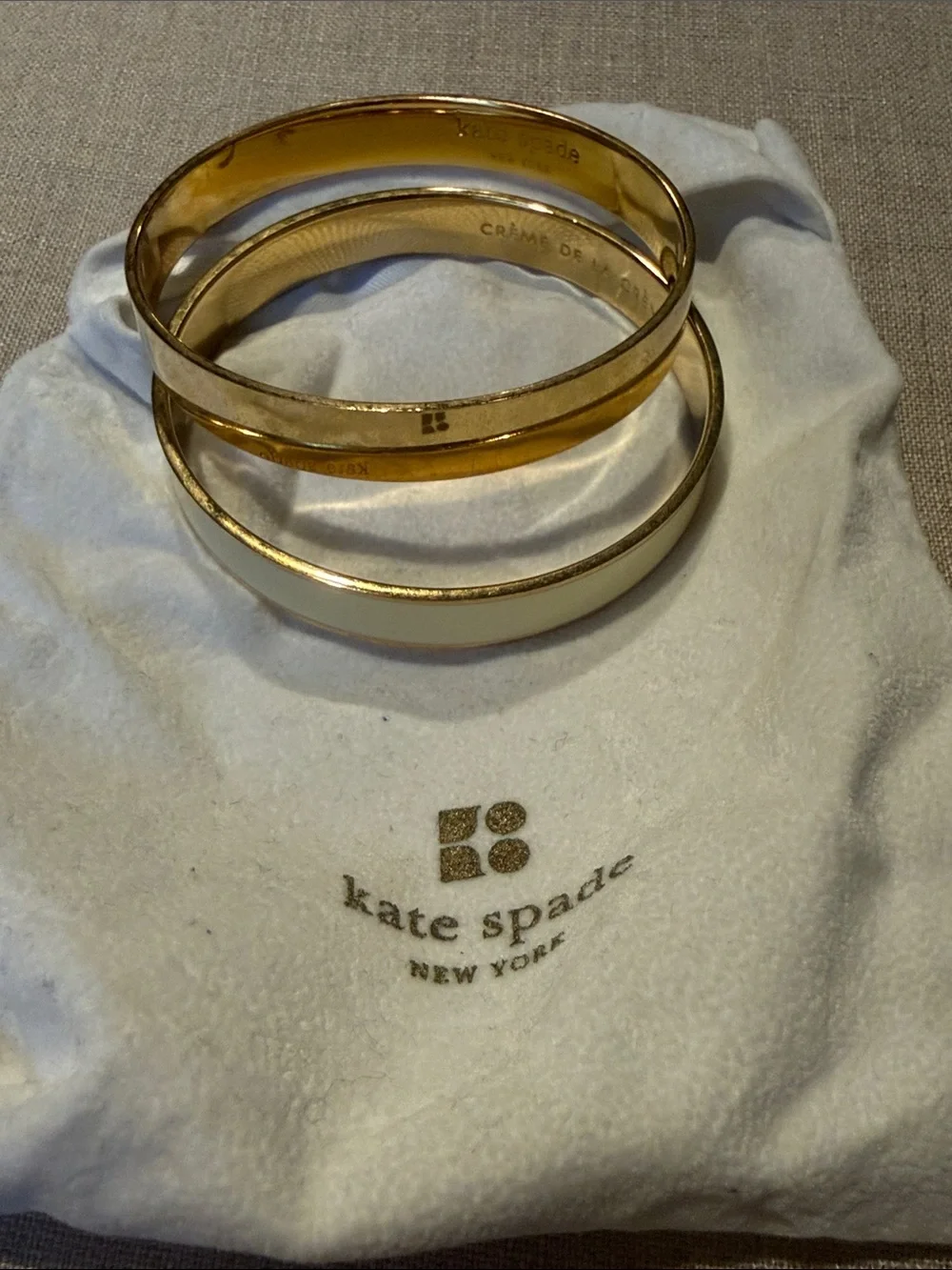 kate spade Gold and Cream Enamel Bangle set - Picture 3 of 4